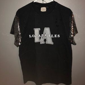 LF vintage sequin sleeve oversized t shirt